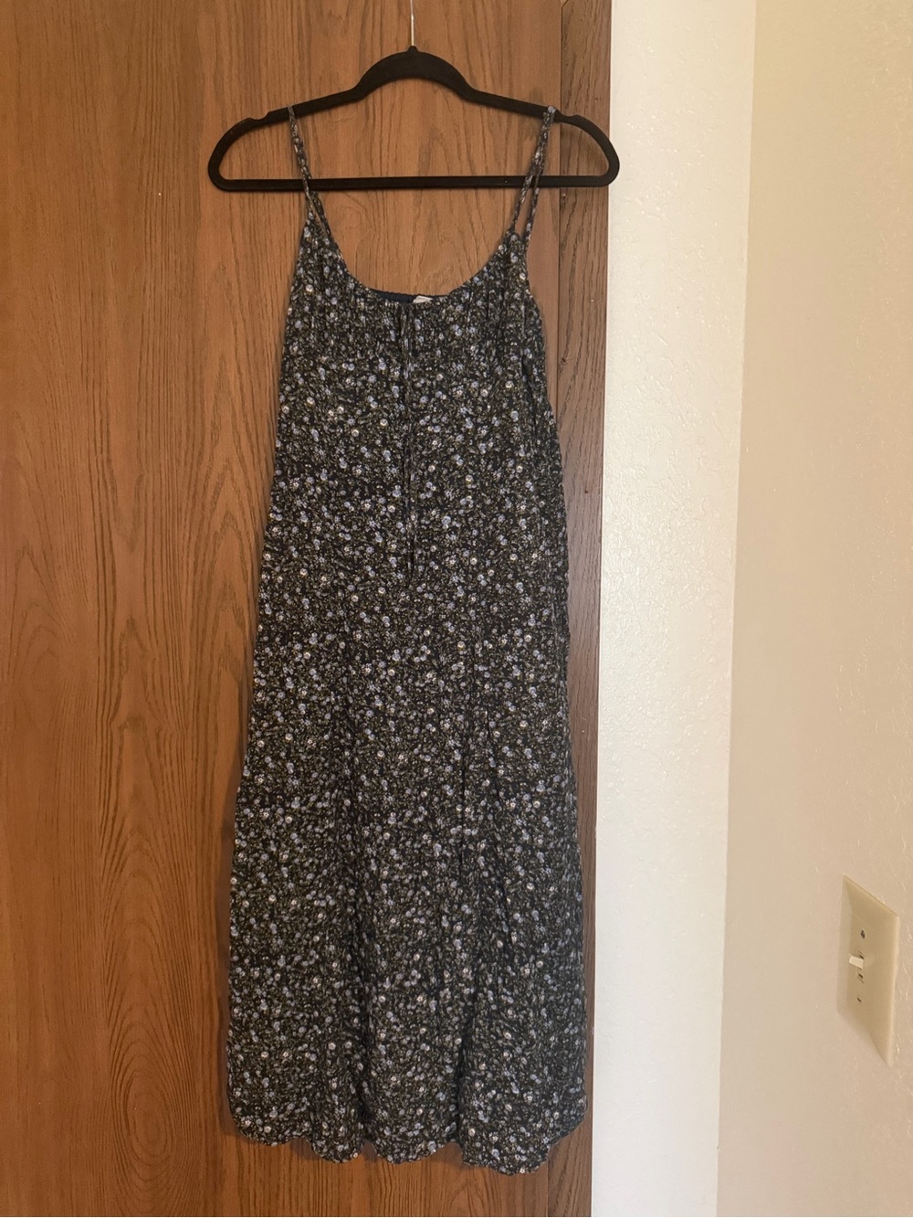 No Boundaries Black Floral Midi Dress with Spaghetti Straps
